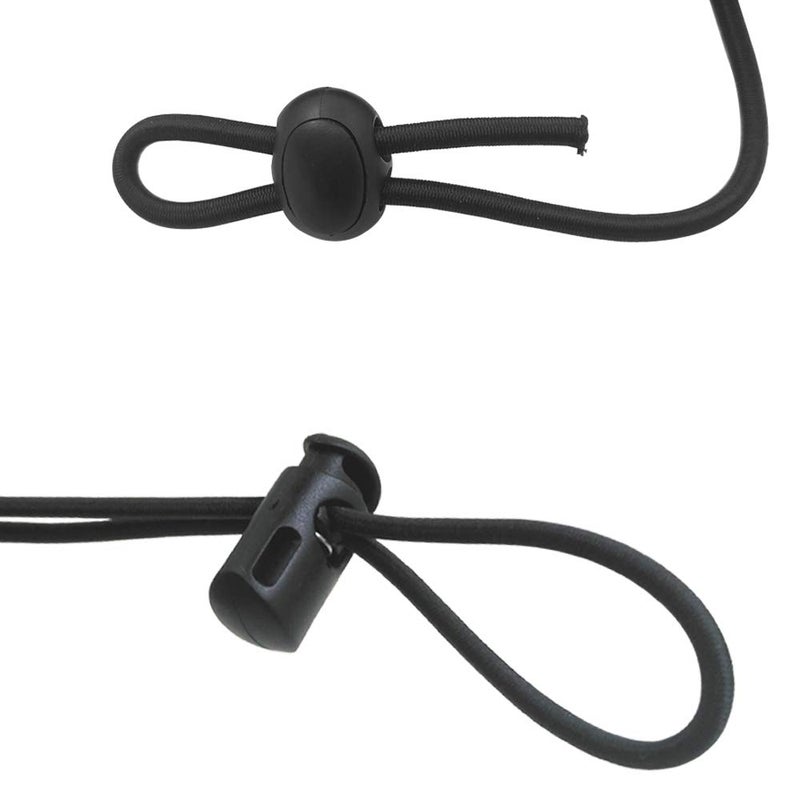 DaKuan 20 PCS Plastic Cord Locks & Elastic Bungee Nylon Shock Cord 5/32" 50 ft Lengths, DaKuan 10 PCS Sing-Hole, 10 PCS Double-Hole (Black) End Spring Toggle Stopper Slider with Crafting Stretch String - Image 3
